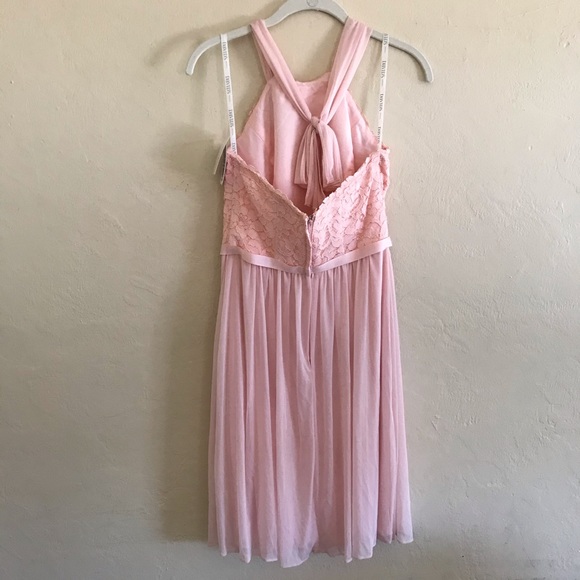 NWT David’s Bridal Short Lace Mesh Halter Dress - Picture 8 of 10